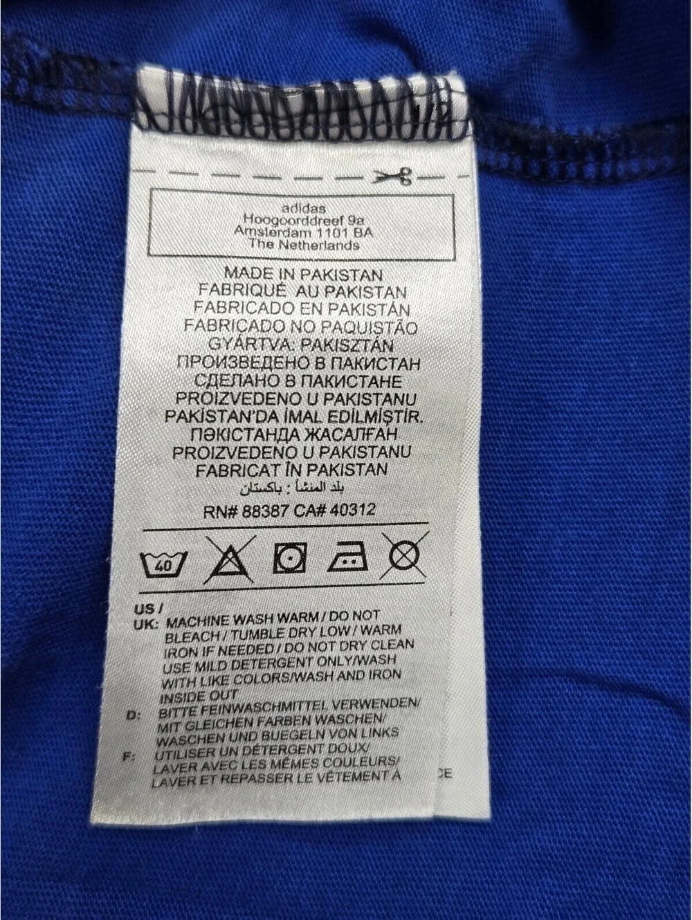 Adidas Blue and Black Logo Print T-Shirt Size L